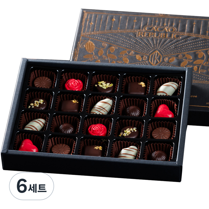 카카오리퍼블릭 넛티플레져 20구 수제초콜릿 선물세트, 200g, 6세트