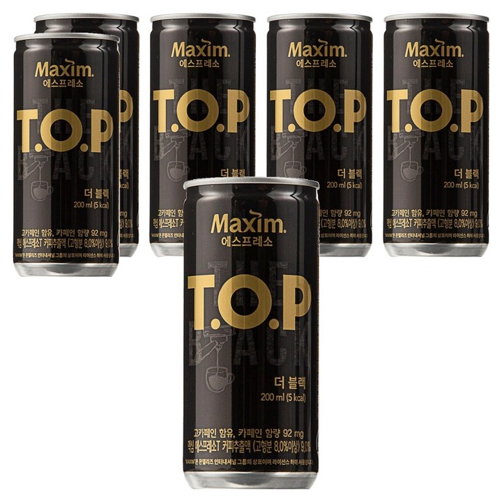 티오피 맥심 더 블랙 커피, 200ml, 6개