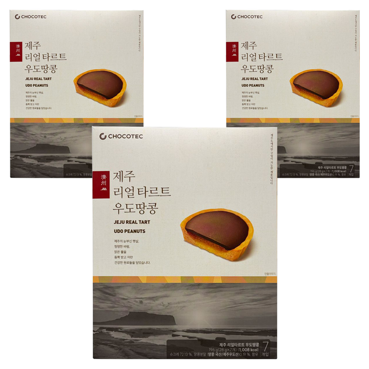 초코텍 제주 리얼 타르트 우도땅콩 7p, 196g, 3개