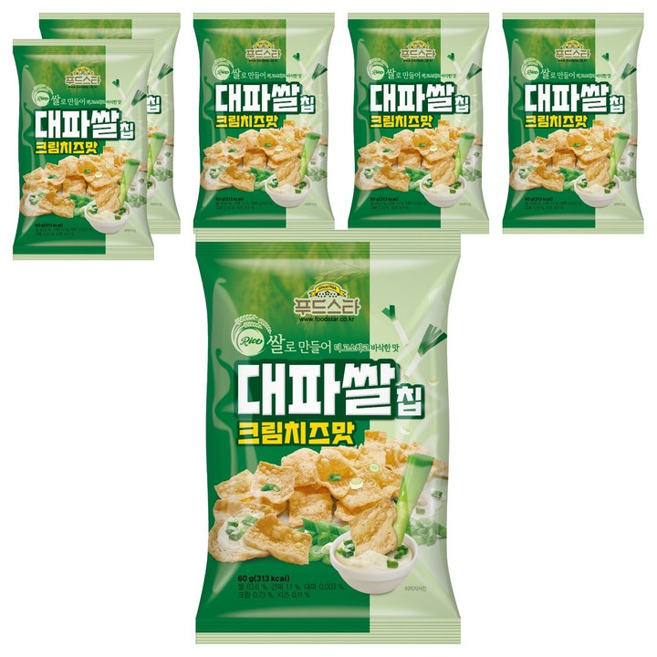 푸드스타 대파쌀칩 크림치즈맛, 60g, 6개