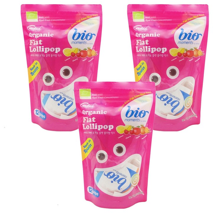 바이오모멘트 유기농 플랫 롤리팝 믹스, 70g, 3개