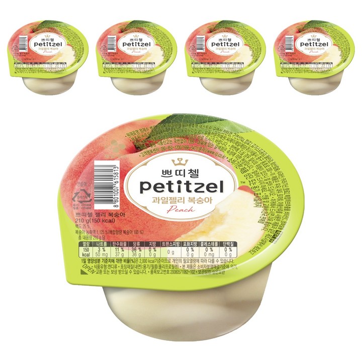 쁘띠첼 과일젤리 복숭아, 210g, 5개