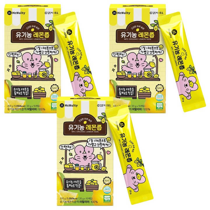 맥널티커피 김토끼 유기농 레몬즙 10p, 200g, 3개