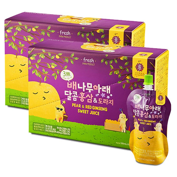 김정환홍삼 배나무아래 달콤홍삼&도라지 홍삼음료, 1L, 2개