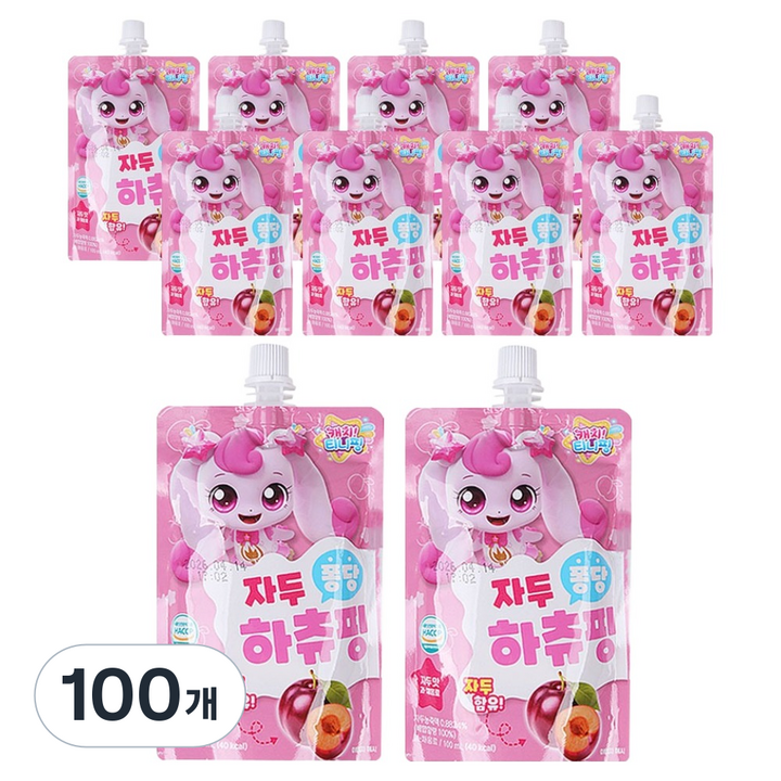 리더스인팜 캐치티니핑 퐁당 음료수 하츄핑 자두맛, 100개, 100ml