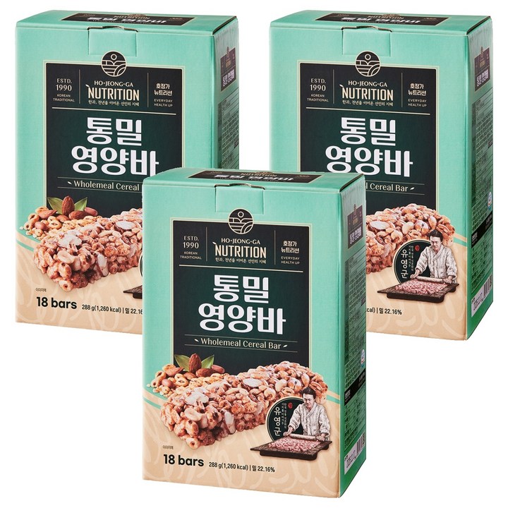 호정가 통밀 영양바 18p, 288g, 3개