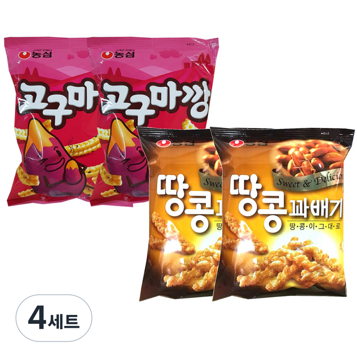 농심 고구마깡 83g x 2p + 땅콩꽈배기 84g x 2p, 4세트