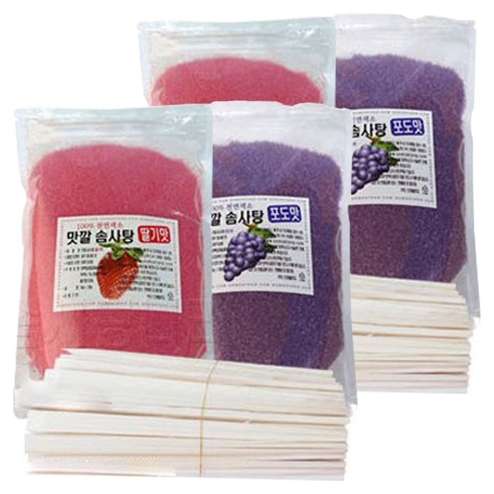 맛깔 솜사탕 재료세트 C형 슈가 2종 x 1kg + 나무스틱 200p, 2kg, 2세트