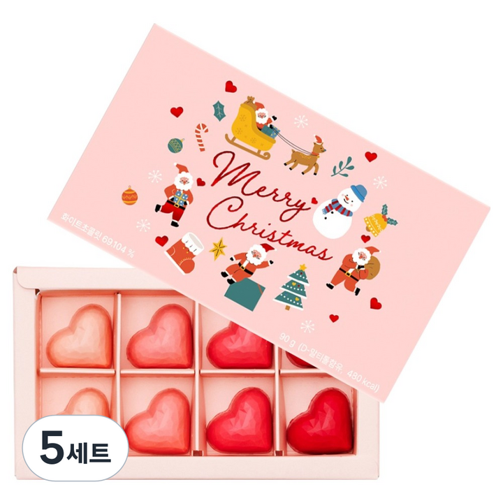 카카오리퍼블릭 크리스마스 스위트하트 수제초콜릿 4종 x 2p 선물세트, 5세트