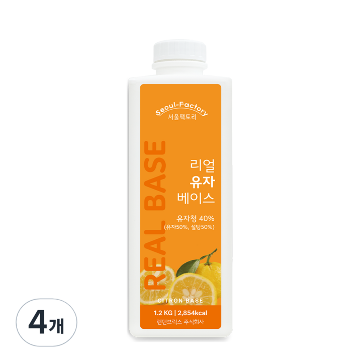 서울팩토리 리얼 유자 베이스, 1.2kg, 4개