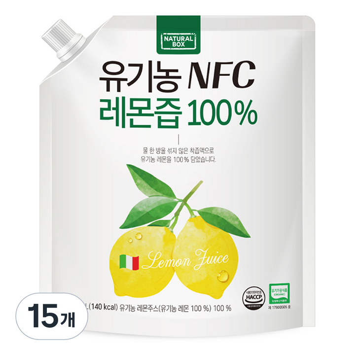 내추럴박스 유기농 NFC 레몬즙, 500ml, 15개