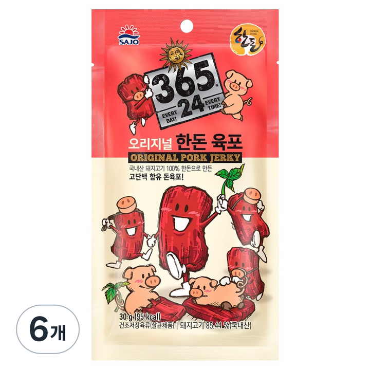 사조 오리지널 한돈 육포, 30g, 6개
