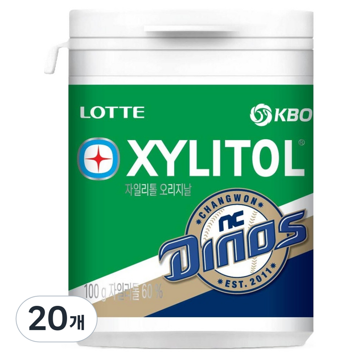 롯데자일리톨 KBO 오리지날 껌 NC 다이노스, 100g, 20개