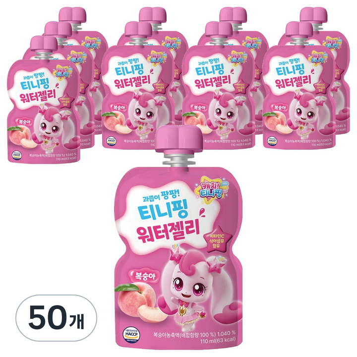 푸드웰 티니핑 워터젤리 복숭아, 50개, 110ml