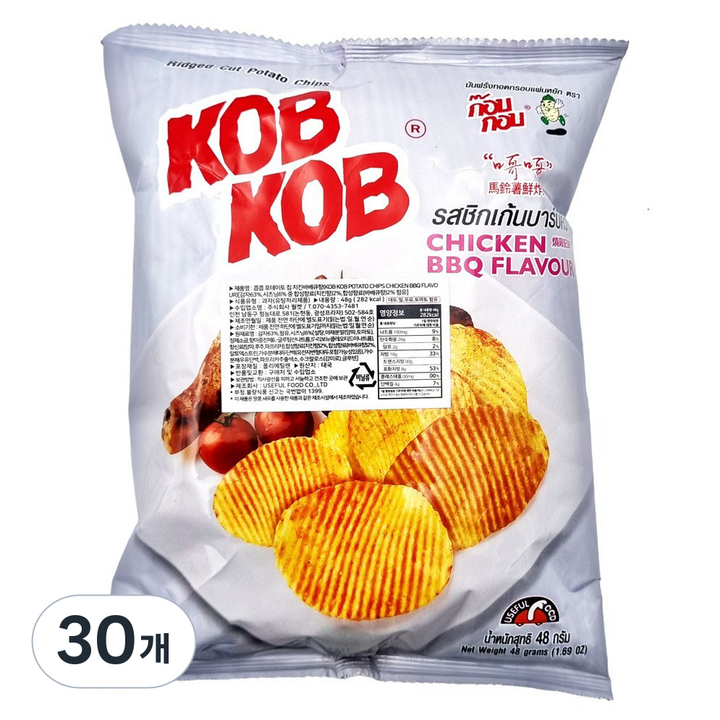 유즈풀 콥콥 포테이토 칩 치킨 바베큐향, 30개, 48g