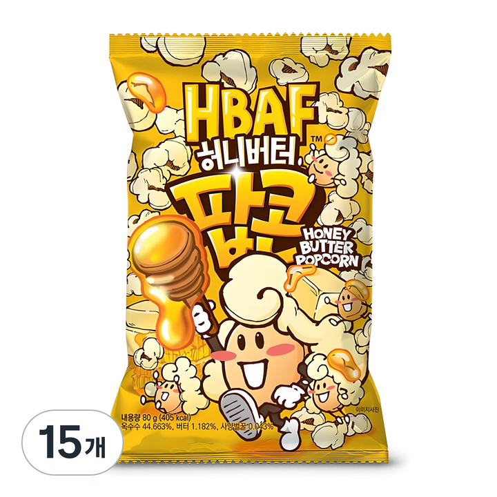 바프 허니버터 팝콘, 80g, 15개