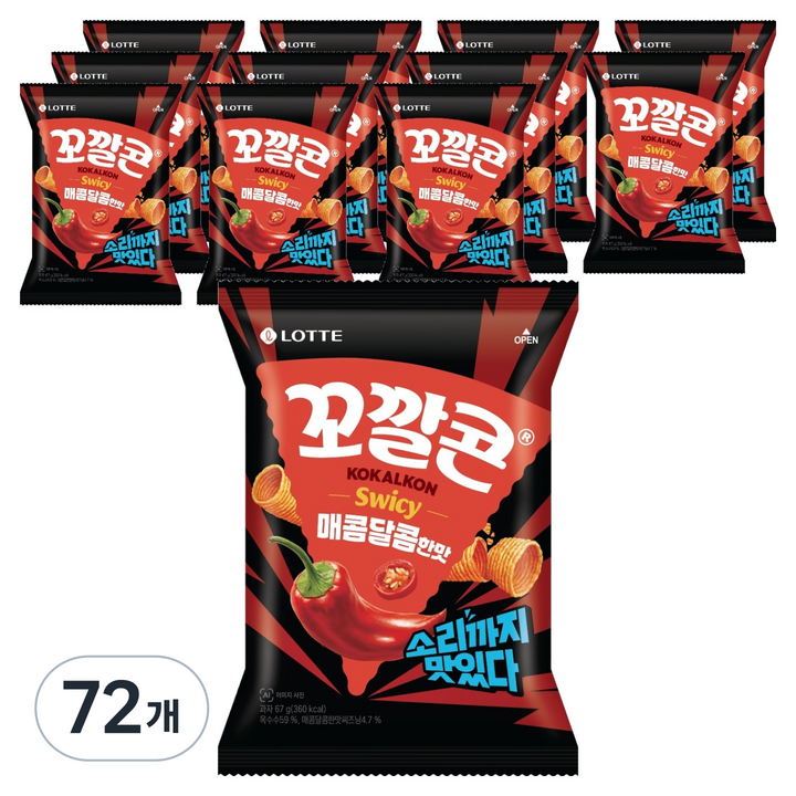 꼬깔콘 매콤달콤한맛, 67g, 72개
