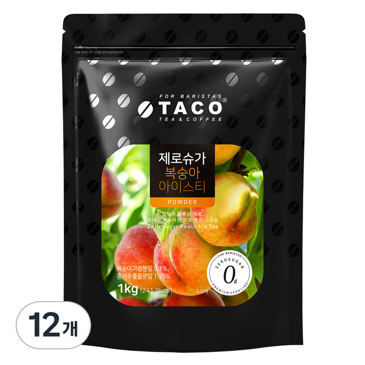 타코 제로슈가 복숭아 아이스티, 1kg, 1개입, 12개
