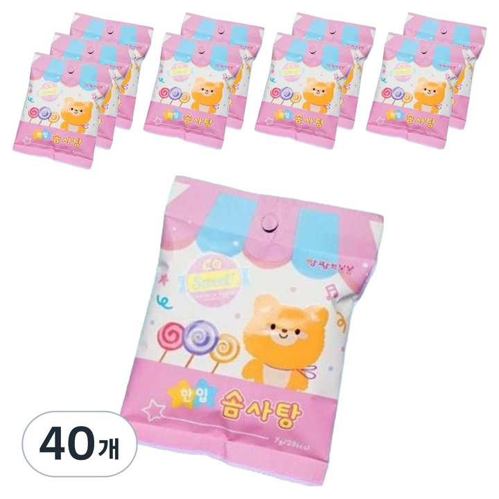 앙팡드봉봉 사탕수수 한입 솜사탕 레인보우, 10g, 40개