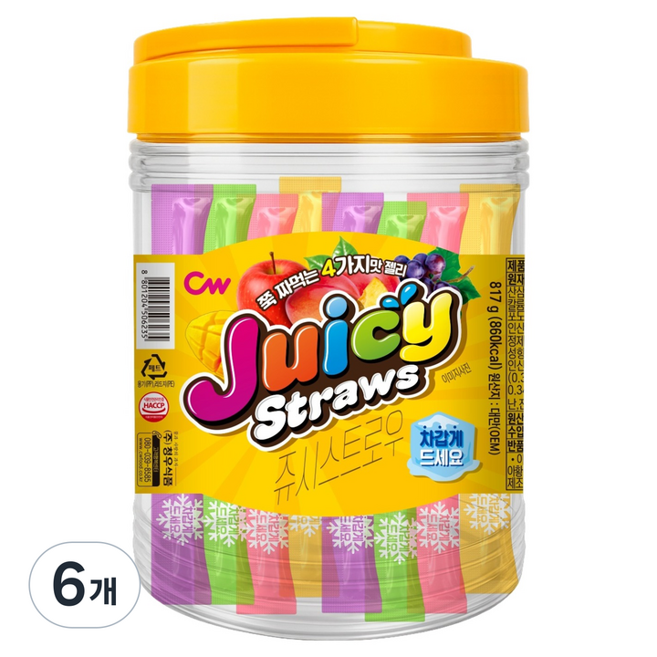 청우식품 쥬시스트로우, 817g, 6개