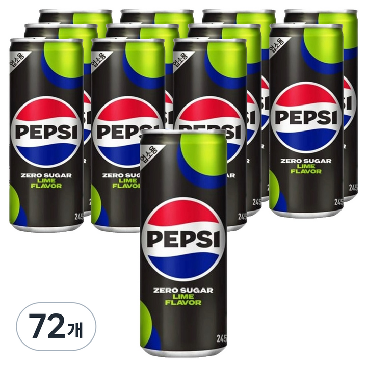 펩시 업소용 콜라 제로슈거 라임향, 245ml, 72개