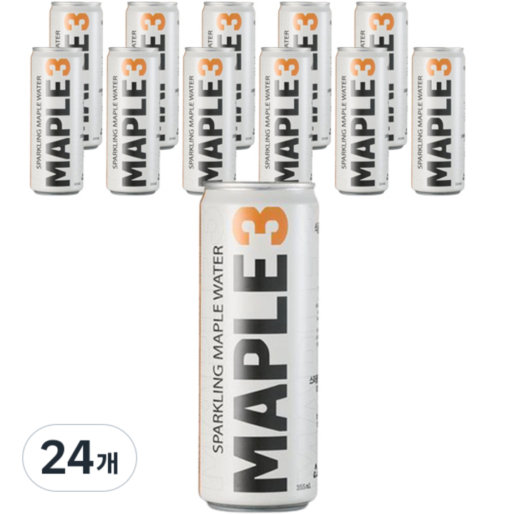 MAPLE3 스파클링 프리미엄 메이플 워터 탄산음료 피치망고, 355ml, 24개