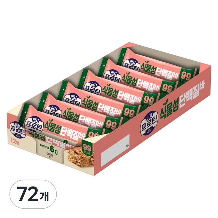 롯데웰푸드 이지프로틴 식물성 프로틴바, 27g, 72개