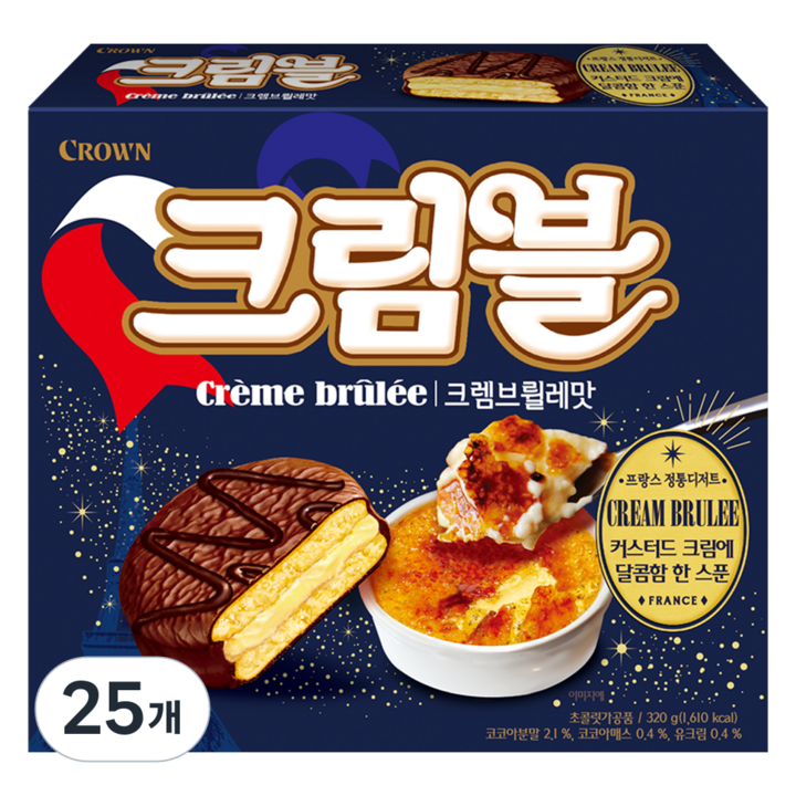 크라운 크렘브뢸레맛 초코 디저트, 320g, 25개