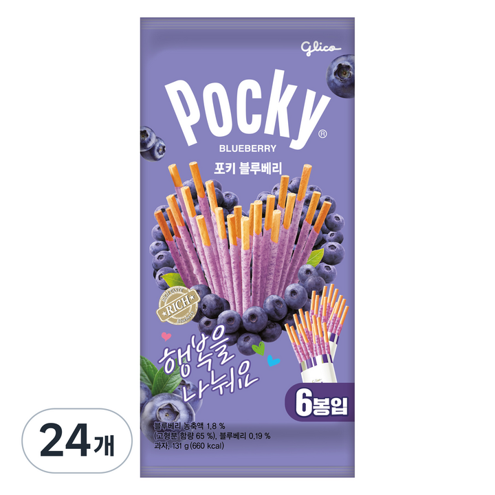 포키 블루베리 막대과자, 131g, 24개