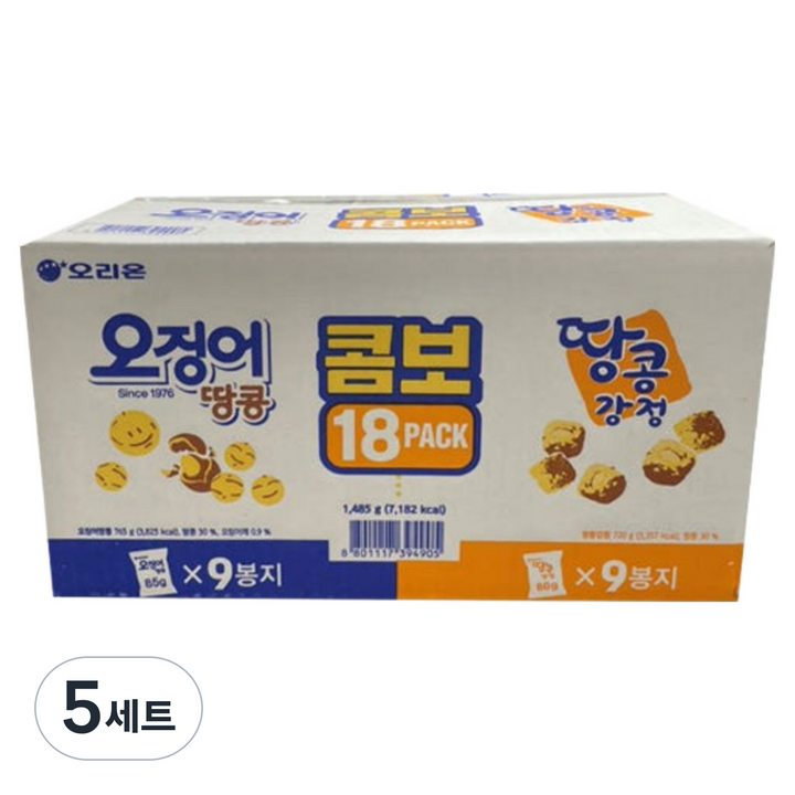 오리온 오징어 땅콩 85g x 9p + 땅콩강정 80g x 9p 세트, 1.485kg, 5세트