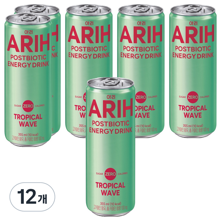 아리 포스트바이오틱 에너지드링크 트로피칼웨이브, 12개, 355ml
