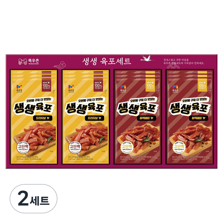 목우촌 생생육포 오리지널 30g x 6p + 블랙페퍼 30g x 6p 세트, 360g, 2세트