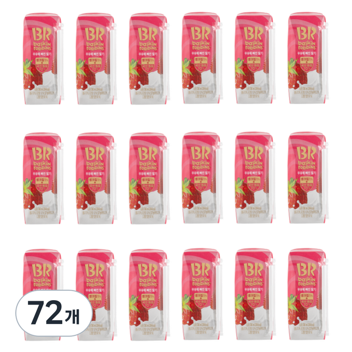 배스킨라빈스 우유에 빠진 딸기 유제품, 240ml, 18개, 4개