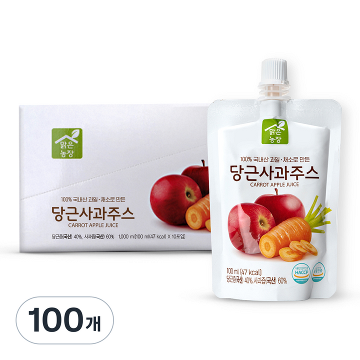맑은농장 당근사과주스, 100ml, 100개