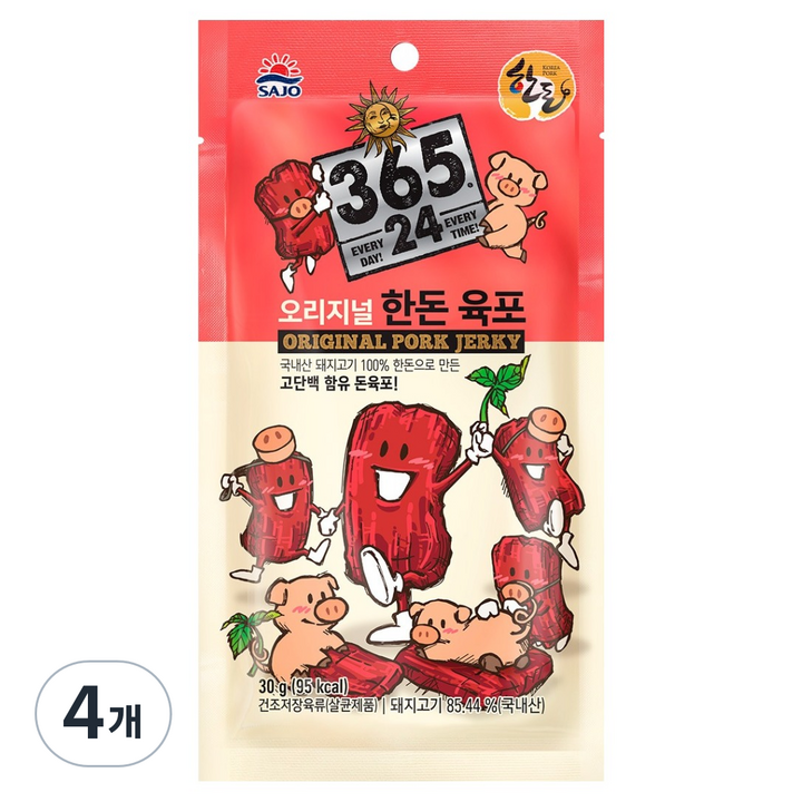사조 오리지널 한돈 육포, 30g, 4개