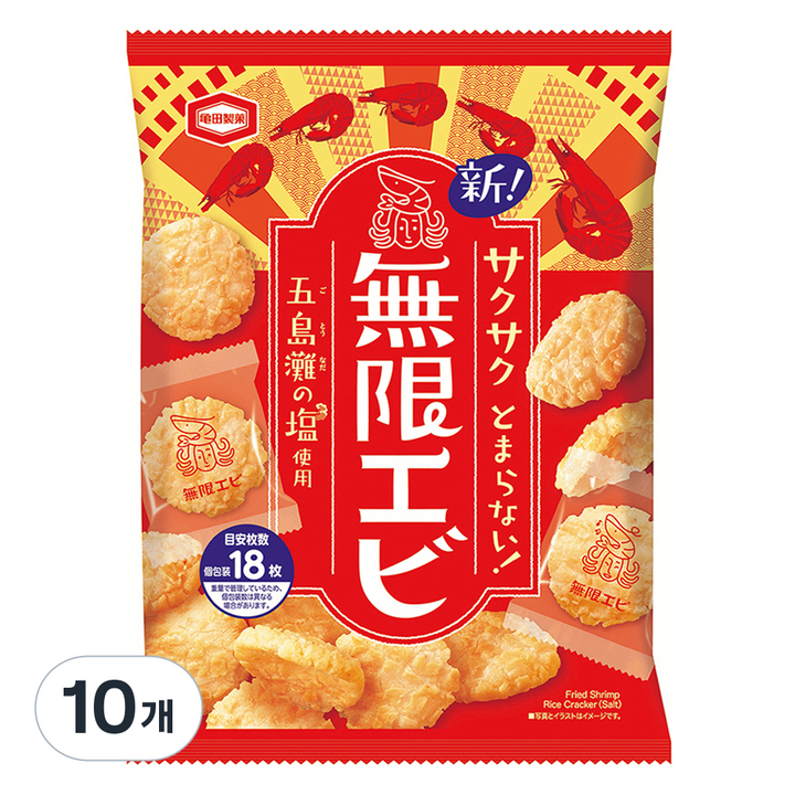 카메다 무겐에비 새우 스낵, 73g, 10개