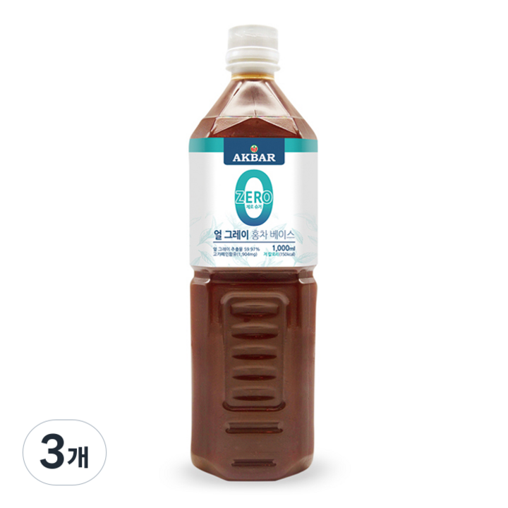 아크바 제로슈거 얼그레이 홍차 베이스, 1L, 3개