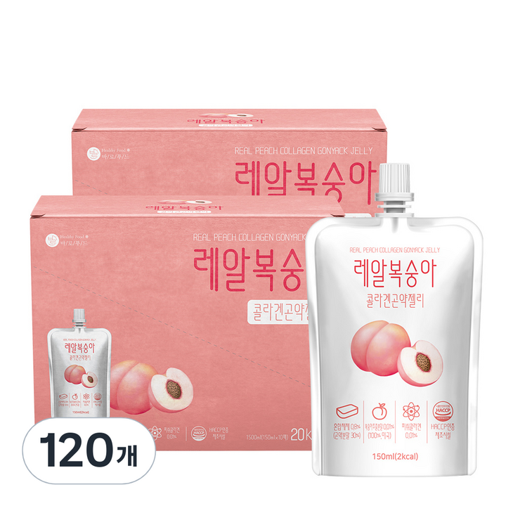 바로푸드 레알복숭아 콜라겐 곤약젤리, 150ml, 120개