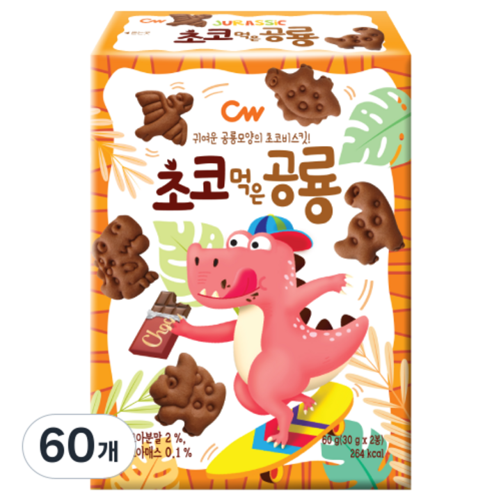청우식품 초코먹은 공룡, 60g, 60개