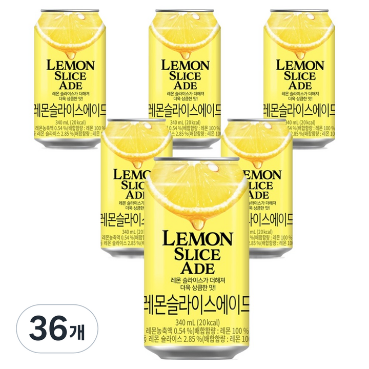 레몬 슬라이스 에이드, 36개, 340ml
