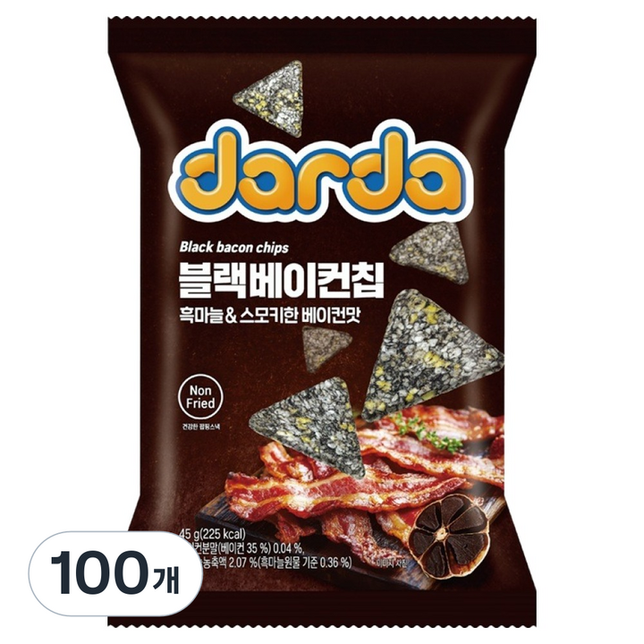 다르다 블랙베이컨칩, 45g, 100개