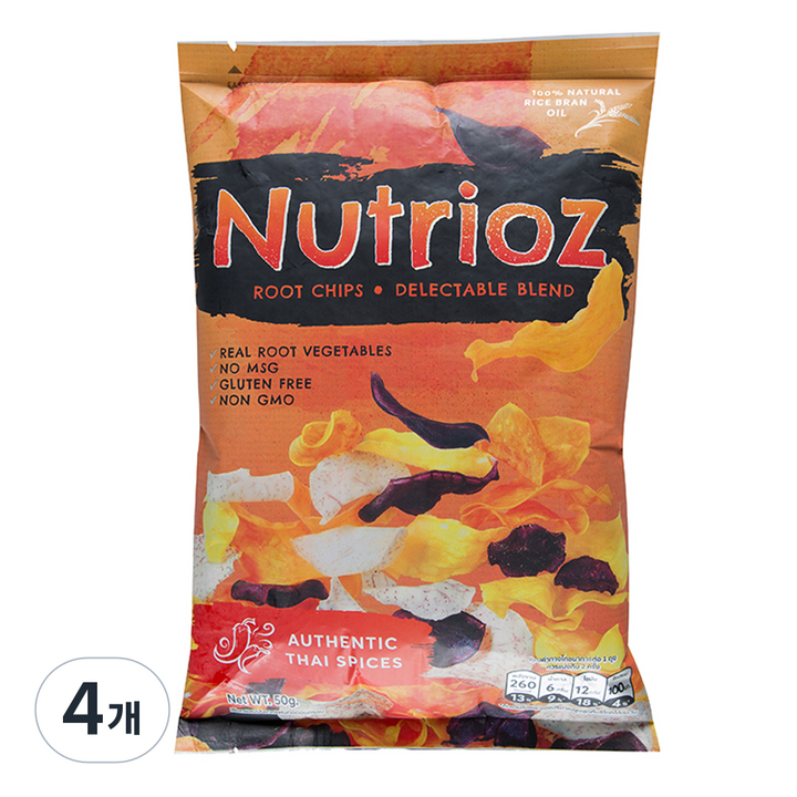 뉴트리오즈 루트칩 어센틱 타이스파이스, 50g, 4개