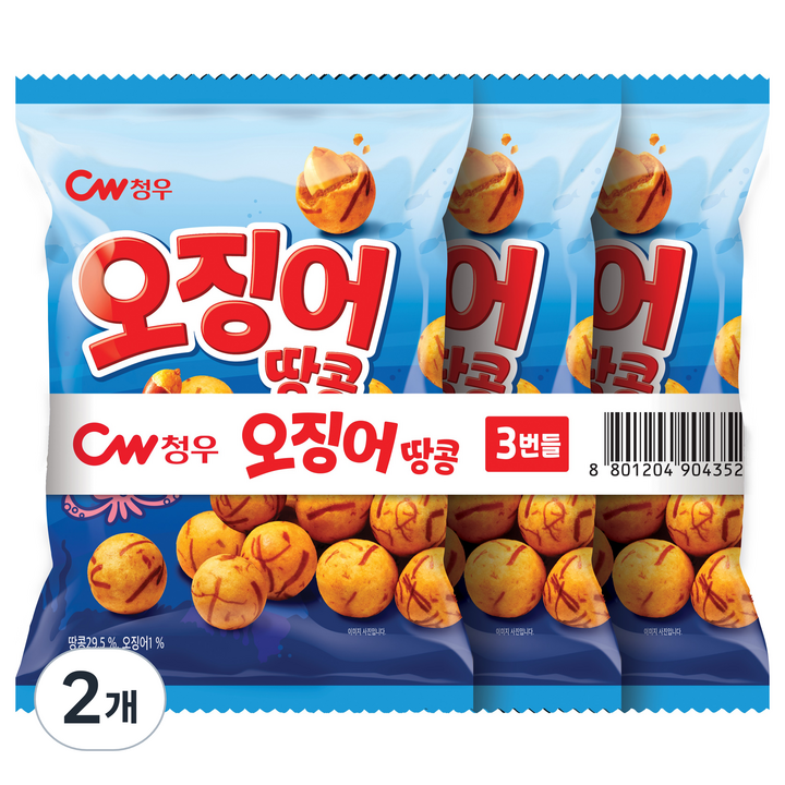 청우식품 오징어땅콩 3p, 90g, 6개