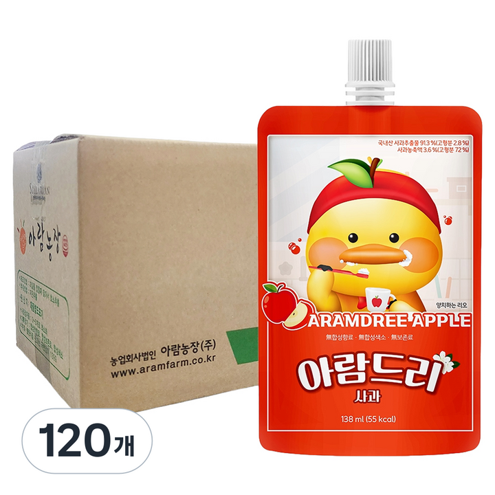 아람농장 아람드리 사과 주스, 138ml, 120개