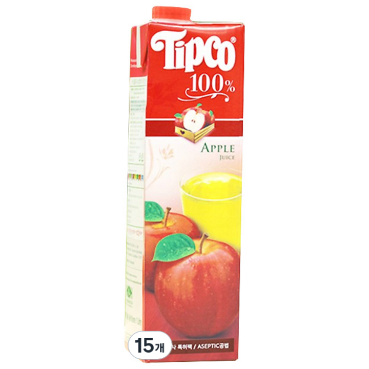 팁코 사과 생과일주스 1000ml, 1L, 15개