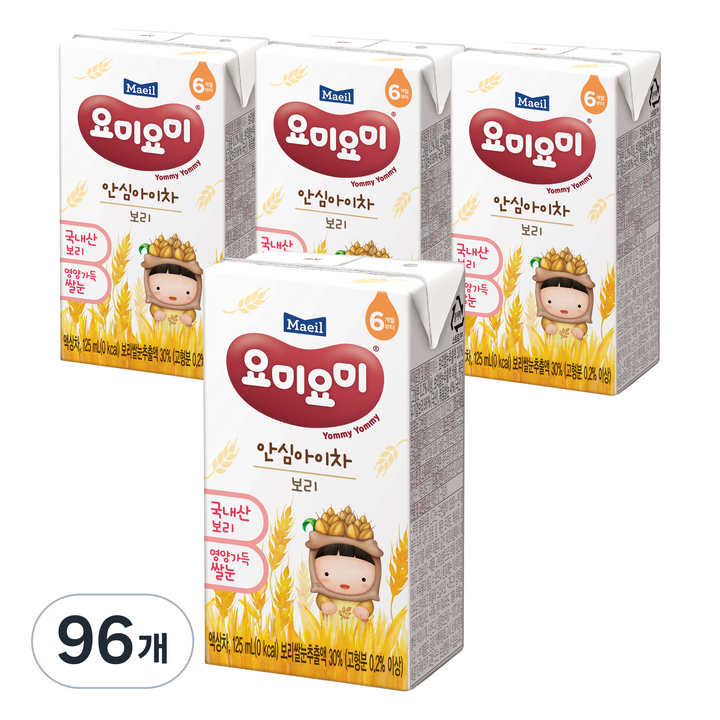 요미요미 안심아이차 보리, 125ml, 96개