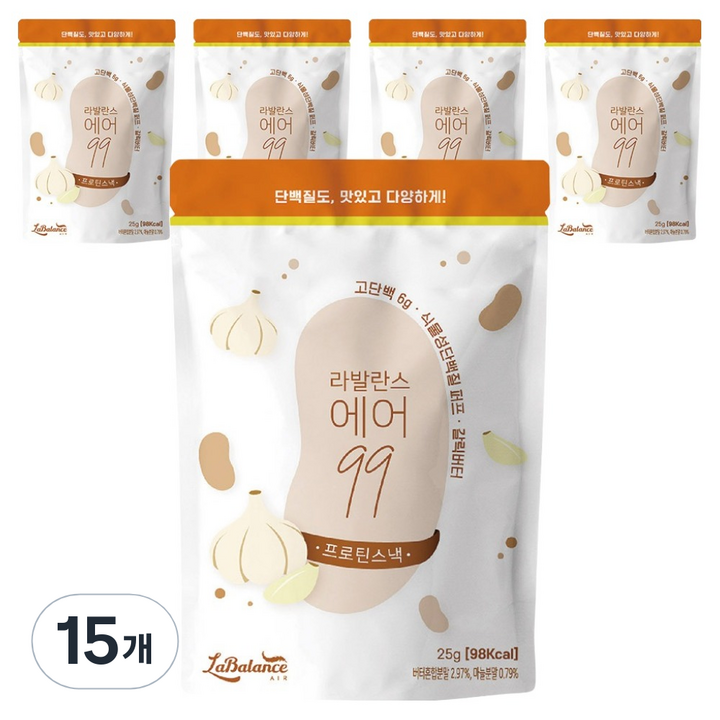 라발란스 에어99 프로틴스낵 갈릭버터, 25g, 15개