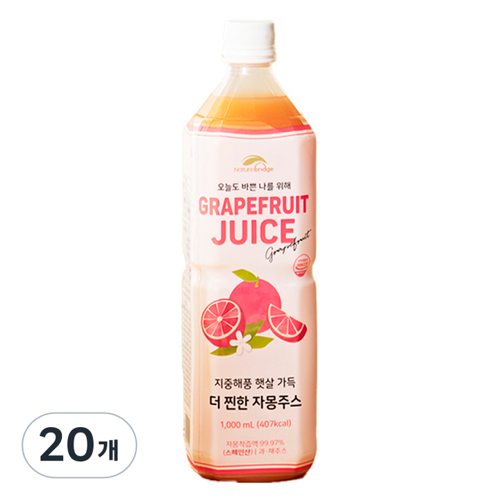 네이쳐브릿지 지중해풍 햇살 가득 자몽주스, 20개, 1L
