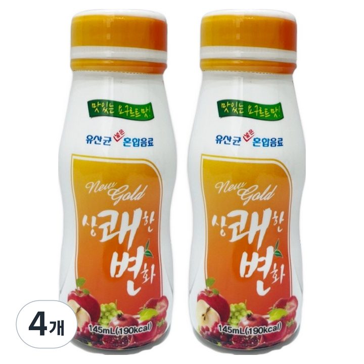 뉴골드 상쾌한변화 음료 요구르트맛, 145ml, 4개