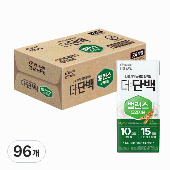 빙그레 더단백 밸런스 오리지널 건강음료, 190ml, 96개